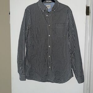 Ben Sherman Shirt Mens Large Blue Cream Check Casual Button Up Long Sleeve
